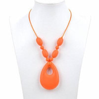 Consider It Maid Silicone Teething Necklace for Mom to Wear - BPA FREE and FDA Approved - Baby Love (Orange)