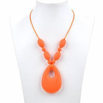 Consider It Maid Silicone Teething Necklace for Mom to Wear - BPA FREE and FDA Approved - Baby Love (Orange)