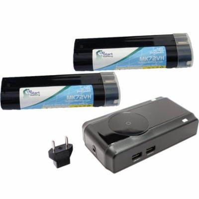 2-Pack Makita 7.2V Battery + Charger Replacement with EU Adapter - Compatible with Makita 6010D, ML702, ML700, ML701, 6002D, DA302D, DA301D, DA3000D, 6072D, 9500DW, 9500D, 9035D, 6010DW, 6912D