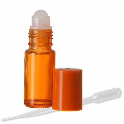 Grand Parfums Empty Orange Essential Oil Bottles Rollon Dram Glass Bottles - Refillable Color Roll On - Bulk - 1 Dram Pack of 6 - Orange Color