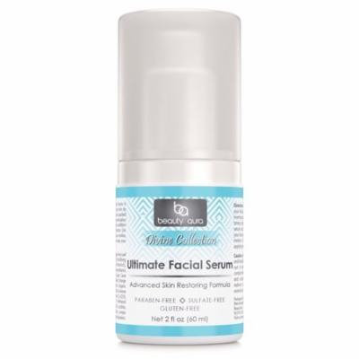 Beauty Aura Ultimate Facial Serum (with DMAE, Vitamin C, CoQ10, ALA, Meadowfoam, Carrot Seed oil) 2 oz