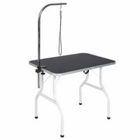 Best Choice Products Folding Pet Grooming Table w/ Adjustable Arm, Removable C-Clamp, & Heavy Duty Rope - Black/Gray