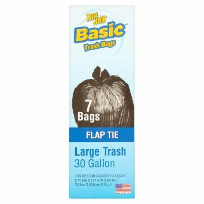 Basic Top Job Flap Tie Large Trash Bags, 30 gallon, 7 count
