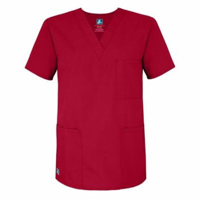 Adar Universal Unisex V-Neck Tunic Top 3 Pockets - 601 - Red - XL