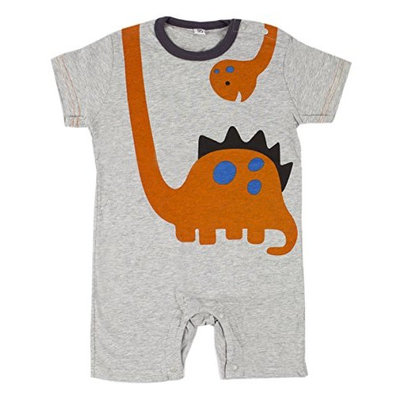 StylesILove Cute Cartoon Animal Print Baby Toddler Boy Romper (95/18-24 Months, Grey Dinosaur)