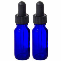 Cobalt Blue Glass Boston Round Dropper Bottle - 0.5 oz (2 Pack)