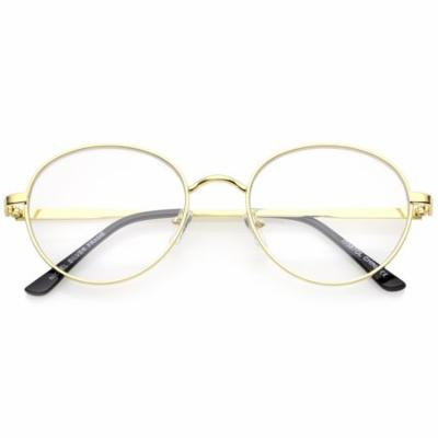 sunglassLA - Classic Metal Frame Slim Temple Clear Lens Round Eyeglasses 53mm (Gold / Clear) - 53mm