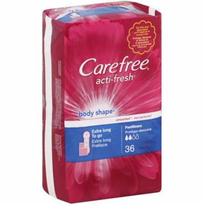 CAREFREE Acti-Fresh Body Shape Extra Long To Go Pantiliners, Unscented 36 ea (Pack of 4)