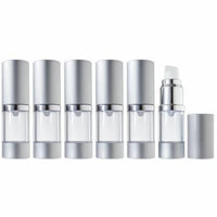 Airless Pump Bottle Refillable Travel Container - 10 ml / 0.34 oz (6 Pack)