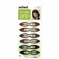Scunci No-Slip Grip Fine Hair Double Oval Snap Clips 6 ea (Pack of 6)