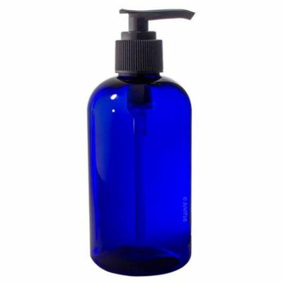 Cobalt Blue 8 oz Boston Round PET (BPA Free) with Lotion Pump Dispenser (3 pack)