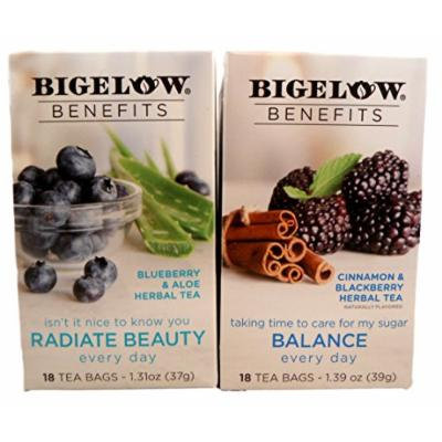 Bigelow Benefits Beauty and Balance Herbal Tea Bundle - 2 Boxes of Tea: One each Radiate Beauty and Balance