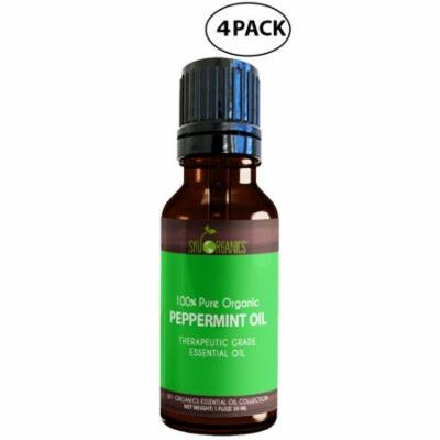 Best Peppermint Essential Oil By Sky Organics-100% Organic, Peppermint Oil, Diffusers, Aromatherapy, Massage, Allergies, Headaches & Bath 1oz (4 Pack)