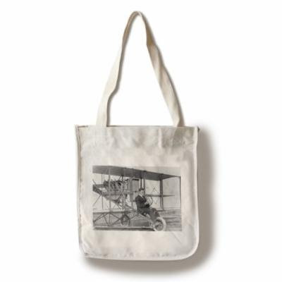 Pilot Lincoln Beachey w/ his airplane Photograph #1 (100% Cotton Tote Bag - Reusable)
