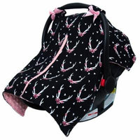 JLIKA car seat canopy cover- Black Floral Deer