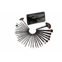 Glow 32 Piece Crocodile Leather Design Professional Makeup Brushes in Black Case