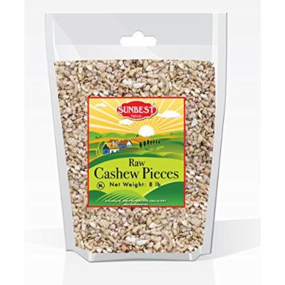 SunBest Natural Cashew PIECES Raw, Unsalted, Unroasted in Resealable Bag (Pieces, 8 Lb)
