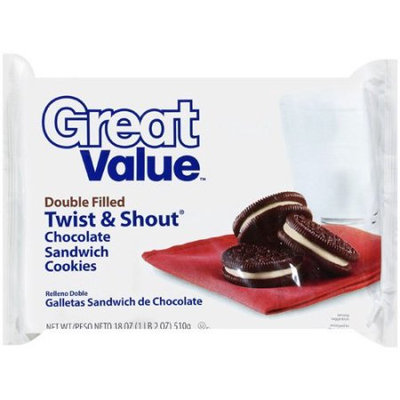 Great Value: Double Filled Twist & Shout Chocolate Sandwich Cookies, 18 Oz