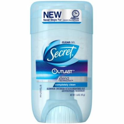 Secret Outlast Anti-Perspirant Deodorant Clear Gel, Completely Clean 1.6 oz (Pack of 6)