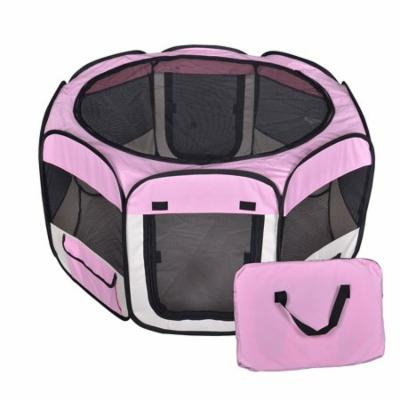 New Large Pink Pet Dog Cat Tent Playpen Exercise Play Pen Soft Crate T08