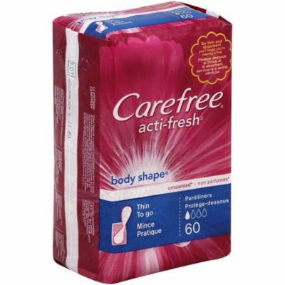 CAREFREE Acti-Fresh Body Shape Thin To Go Pantiliners, Unscented 60 ea (Pack of 4)