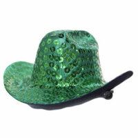 Mini Sequin Cowboy Hat Hair Clip (Green)