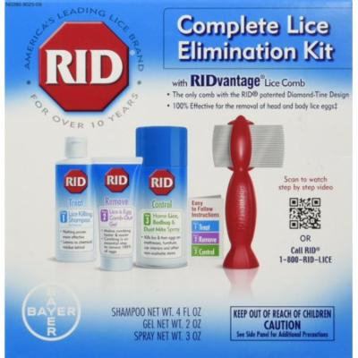 RID Brand Complete Lice Elimination Kit Shampoo Gel Spray & Lice Comb C322