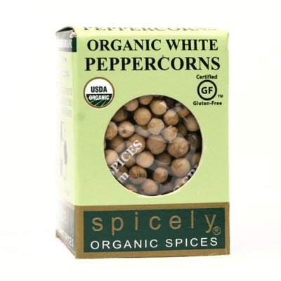 Spicely Organic Peppercorn White Whole 0.35 Ounce ecoBox Certified Gluten Free