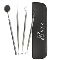 Simply Naz Stainless Steel Dental Tools Kit with Inspection Mirror, Sickle Scaler, Plaque Scraper, Pick and Tartar