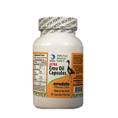 100% Pure American EMU Oil 750 mg emulate Natural Care 45 Caps