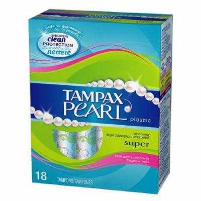 4 Pack Tampax Pearl Plastic Fresh Scent Tampons Super Absorbency 18 Tampons Each