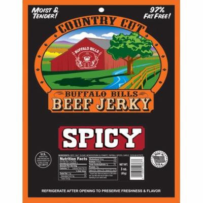 Buffalo Bills 3oz Spicy Country Cut Beef Jerky Pack (moist & tender spicy beef jerky)