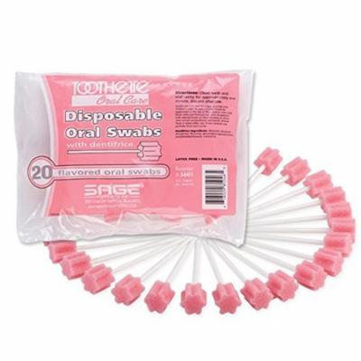 5 Pack Toothette Oral Care Disposable Oral Swabs with Dentrifice 20 Swabs Each