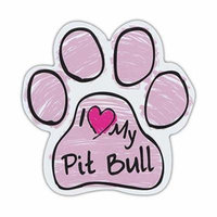 Pink I Love My Pit Bull Scribble Paw Magnet Dog Cat 5.5