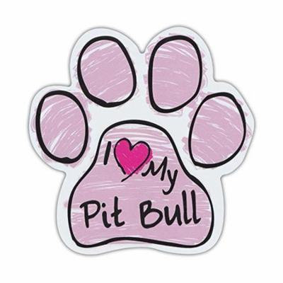 Pink I Love My Pit Bull Scribble Paw Magnet Dog Cat 5.5