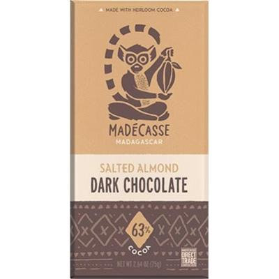 Madecasse Dark Chocolate 63% Salted Almond -- 2.64 oz - 3 pack