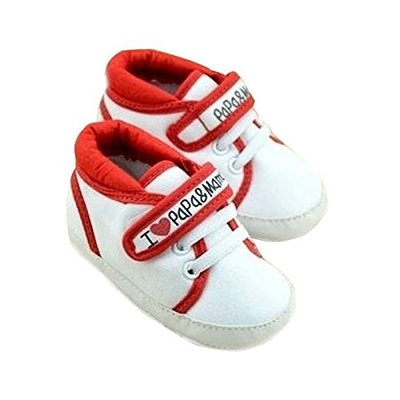 Infant Shoes - TOOGOO(R)Newborn Infant Baby I Love Papa Mama Soft Sole Crip Sport Shoes Sneakers Casual 6~9 Months 12cm red