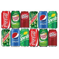 Assortment of Soda, Coca-Cola, Pepsi, Dr Pepper, Mountain Dew, Sprite and Ginger Ale Drinks Refrigerator Restock Kit (Pack of 12)