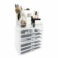 Unique Home Makeup Cosmetic Organizer Conceal/Lipstick/Eyeshadow/Brushes in One place Storage Drawers, Clear, Large, 3 Piece Set