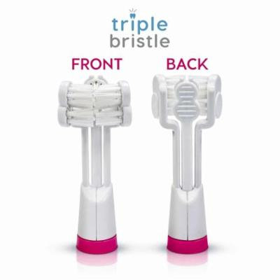 Triple Bristle Sonic Toothbrush Replacement Heads Cleaner Teeth & Whiter Smile 1/3 The time - 2 Pack Pink