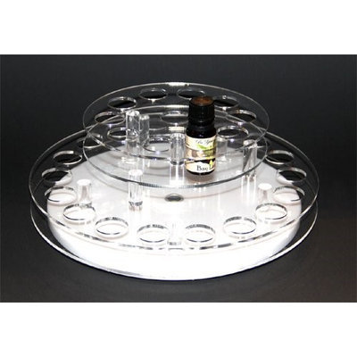 Therapure Health Essentials Essential Oil Carousel Display Rack, 2-Shelf, 29-10ml Bottles, Clear