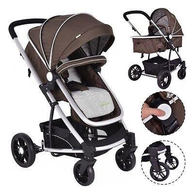 2 In1 Foldable Baby Stroller Kids Travel Newborn Infant Buggy Pushchair Coffee