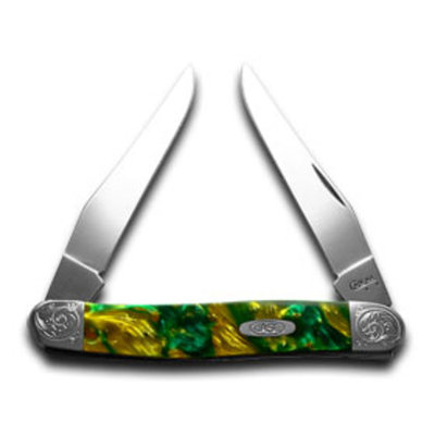 CASE XX Engraved Bolster Series Genuine Cats Eye Corleon Muskrat Pocket Knives