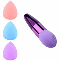 Zodaca Beauty Makeup Sponge Blender Flawless Smooth Round Shaped Powder Puff Purple+3x Sponge Blender Flawless Droplets