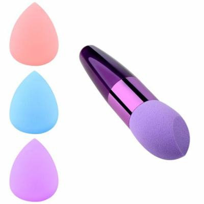 Zodaca Beauty Makeup Sponge Blender Flawless Smooth Round Shaped Powder Puff Purple+3x Sponge Blender Flawless Droplets