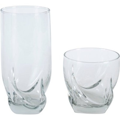 Anchor Hocking 16-Piece Swish Clear Glass Mixed Tumbler Set