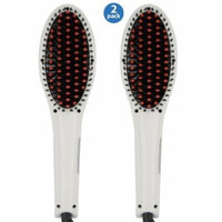 2 Pack Platinum Hair Straightener Brush -ION heating technology, Temperature Control System