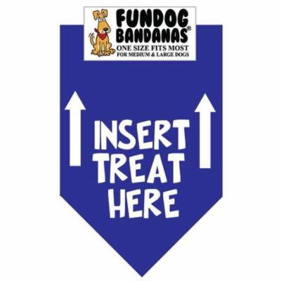 Fun Dog Bandana - Insert Treat Here - One Size Fits Most for Med to Lg Dogs, royal blue pet scarf