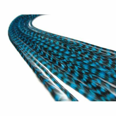 6 Pieces - Xl Turquoise Blue Thin Grizzly Rooster Hair Extension Feathers