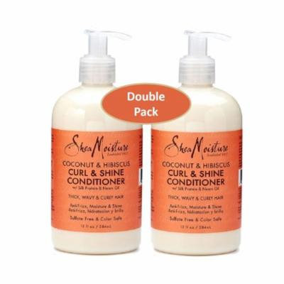 Shea Moisture Coconut and Hibiscus Curl & Shine Conditioner w/ Silk Protein & Neem Oil 12 oz – Thick, Wavy & Curly Hair – Value Double Pack – Qty of 2